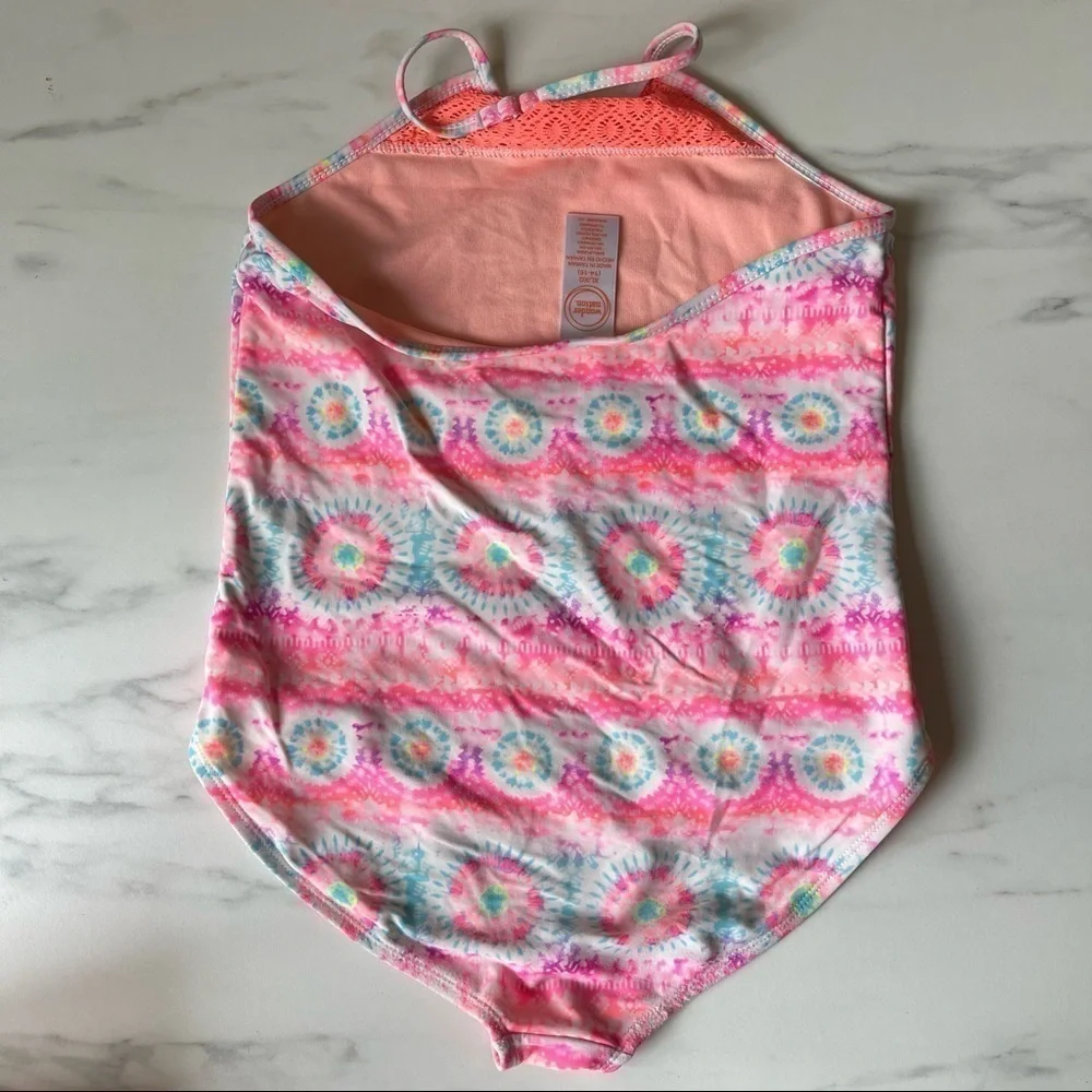 Wonder Nation Pink Tie Dye Floral One Piece Swimsuit